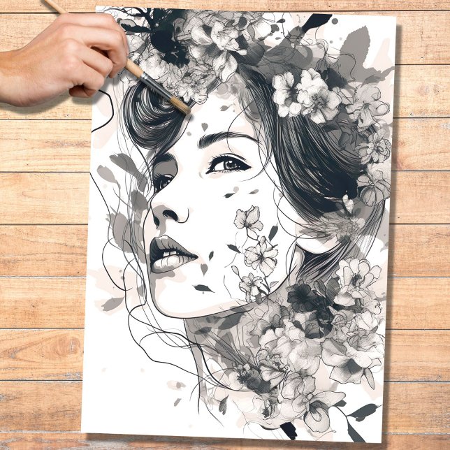 Mousseline Ligne Art Femme 2 Découpage papier (Créateur téléchargé)