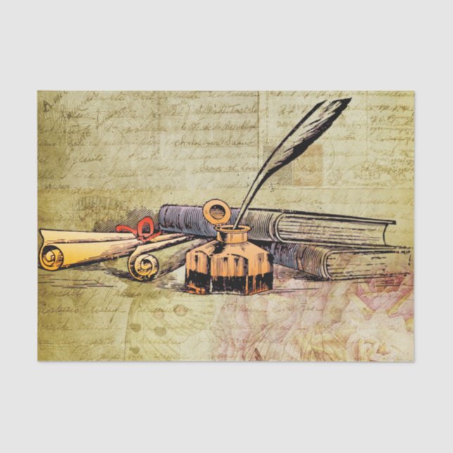 Mousseline Livres et écriture Tissue papier cadeau (Recto)