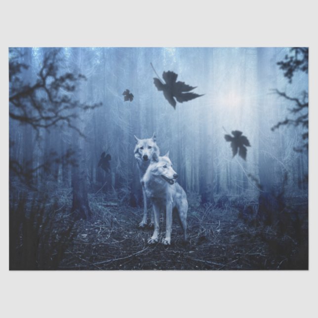 Mousseline loups dans le papier de tissu des bois (Recto)