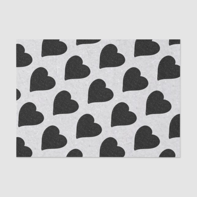 Mousseline Love Heart Black Parties scintillant papier de la  (Recto)