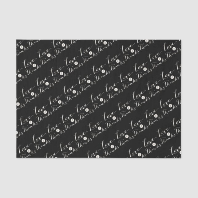 Mousseline Love & Merci Script Calligraphie Chic Tissu Papier (Recto)