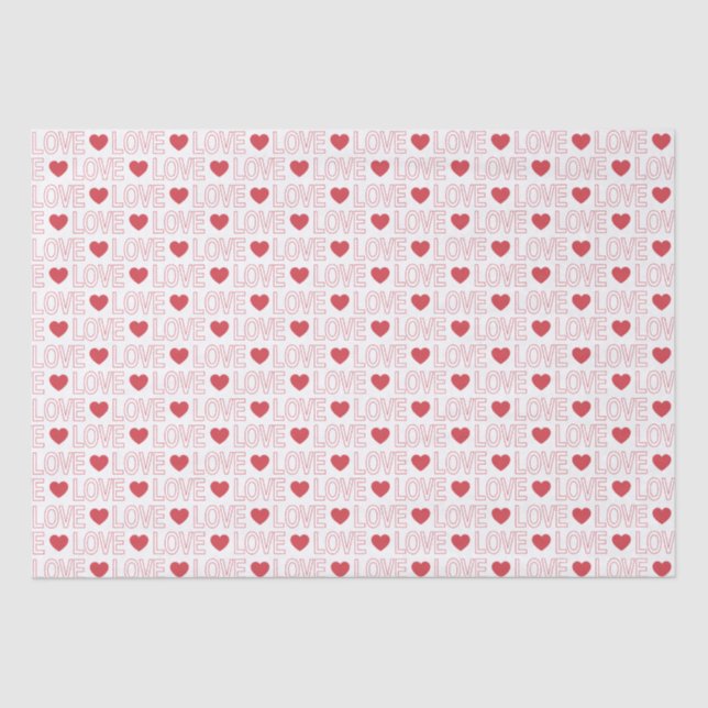Mousseline Love Motif Tissu Papier - Red Outline (Recto)