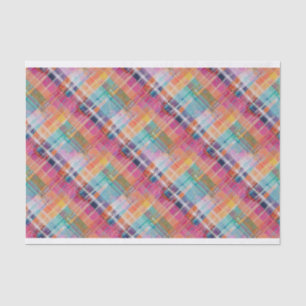 Mousseline Madras Plaid, Violet, Papier Tissu Aqua Rose