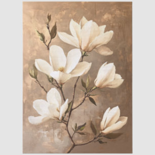Mousseline Magnolias blancs sur la feuille de papier découpag