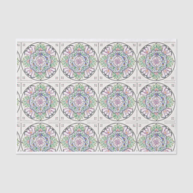 Mousseline Mandala Floribunda design sur papier de tissu (Recto)