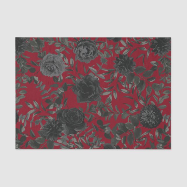 Mousseline Mariage gothique rouge et noir Rose papier (Recto)