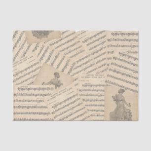 Mousseline Mariage vintage français Mars Musique Tissu Papier