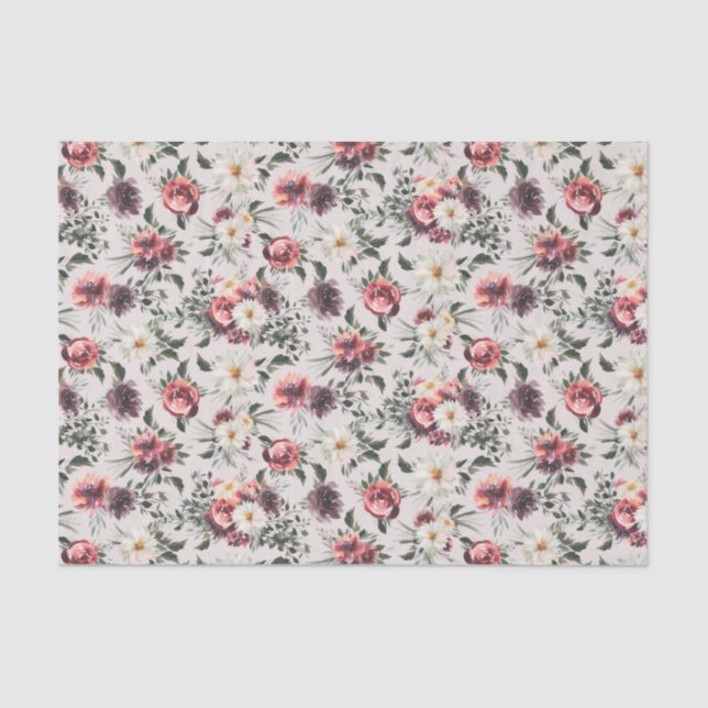 Mousseline Mauve Rose Purple Peonies Papier Tissu Moderne (Recto)