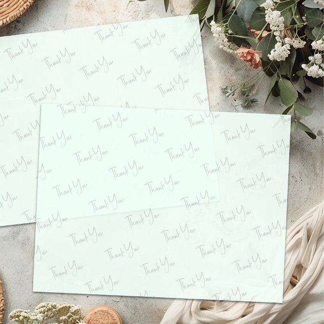 Mousseline Merci Texte Entreprise Tissu papier Mint (Créateur téléchargé)