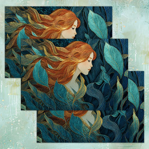 MOUSSELINE MERMAID IN SEA KELP GARDEN DÉCOUPAGE TISSUE PAPIER