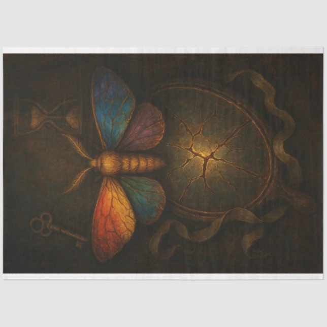 Mousseline Miroir craqué Moth et papier de découpage clé LGBT (Recto)