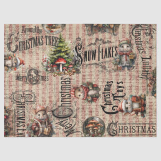 Mousseline Morceaux et tabourets de Noël Papier Tissu