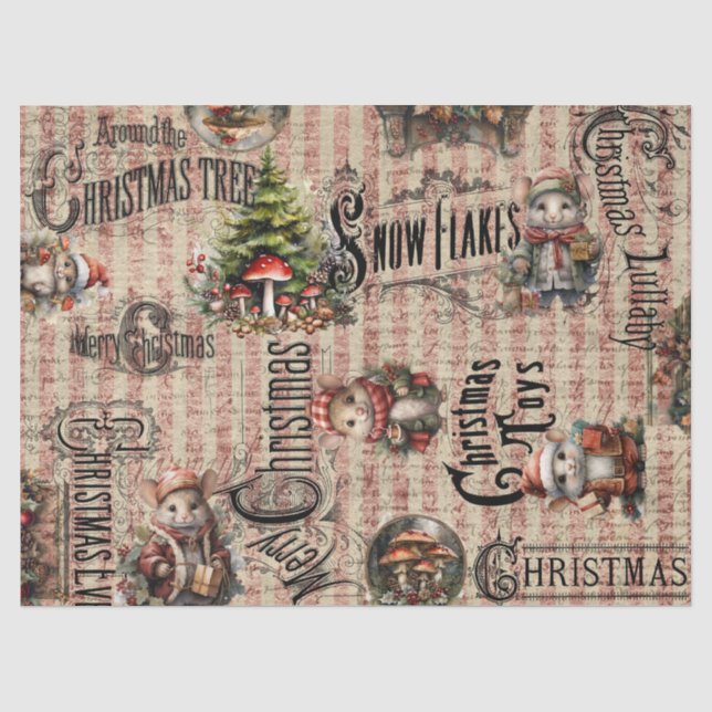 Mousseline Morceaux et tabourets de Noël Papier Tissu (Recto)
