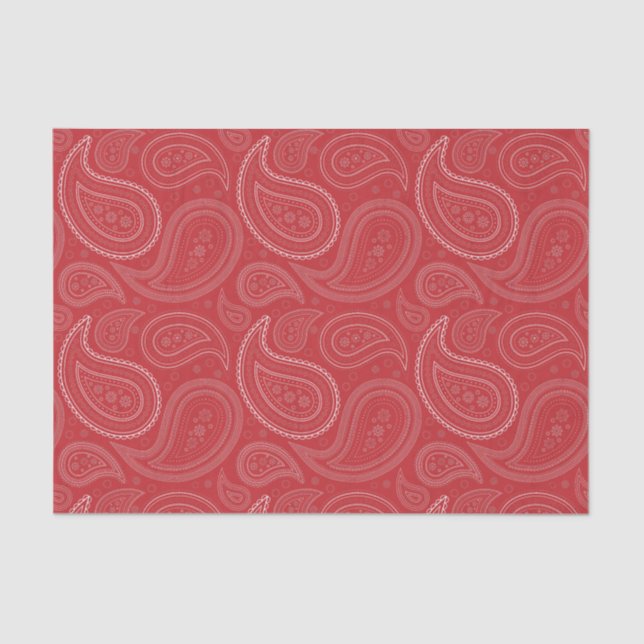 Mousseline Motif blanc de Paisley sur papier rouge foncé (Recto)