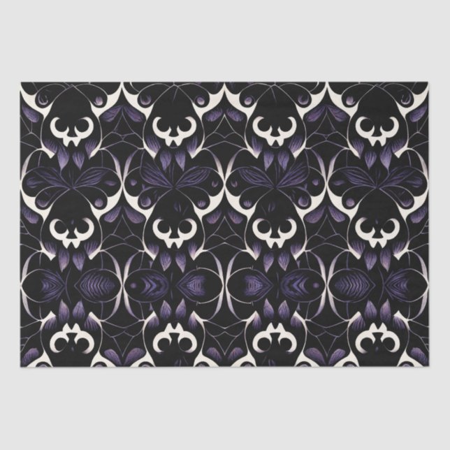 Mousseline Motif gothique noir et violet #2 | Papier Tissus (Recto)