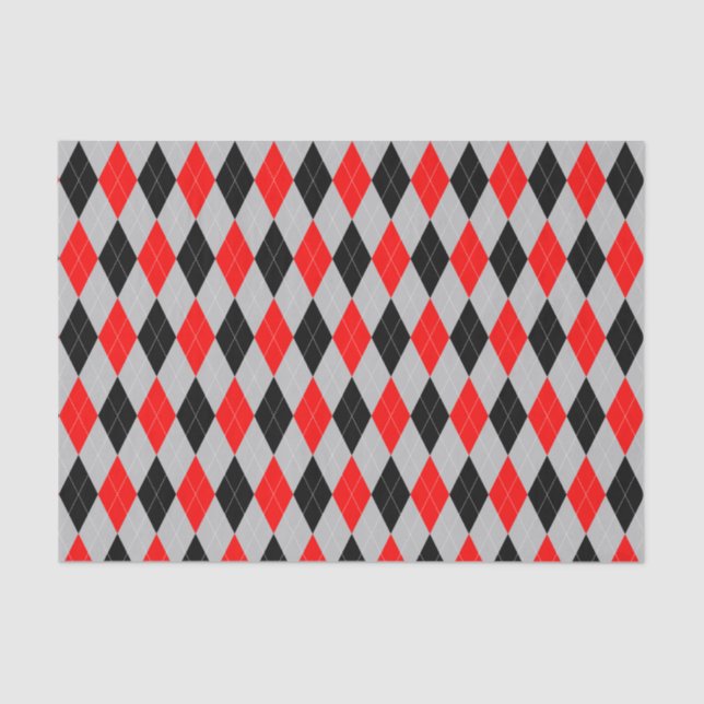 Mousseline Motif gris, noir et rouge Papier de tissus (Recto)