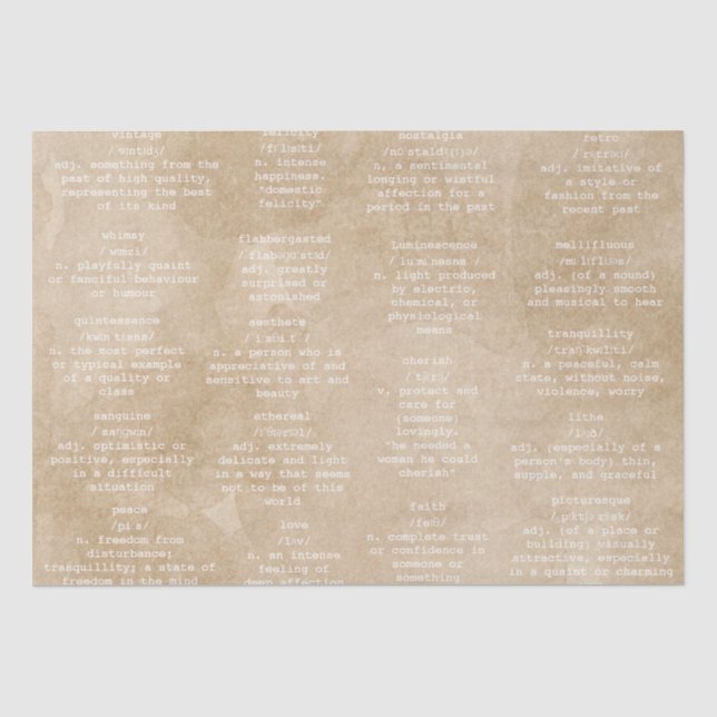 Mousseline Mots de machine à écrire du dictionnaire Papier à  (Recto)