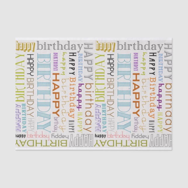 Mousseline Multicolor Bonne Typographie Anniversaire Papier T (Recto)