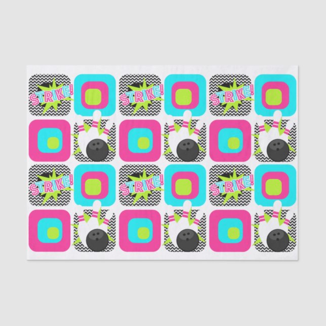 Mousseline Neon Bowling Chevron Wrapon Papier Tissu (Recto)