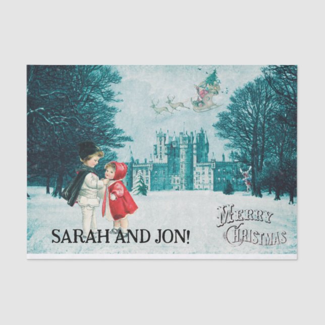 Mousseline Noël magie papier de tissu vintage (Recto)