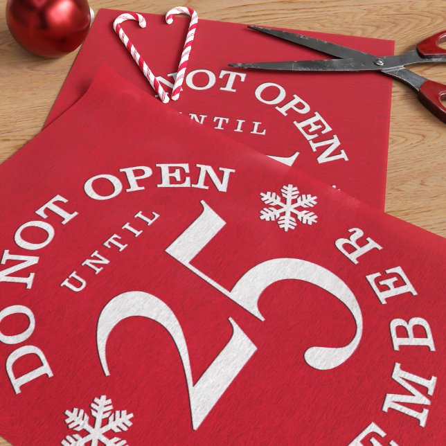 Mousseline Noël Rouge Drôle Ne Pas Ouvrir Papier Tissu (Do not upon until Christmas. No peeking! Fun and festive tissue paper just for you)