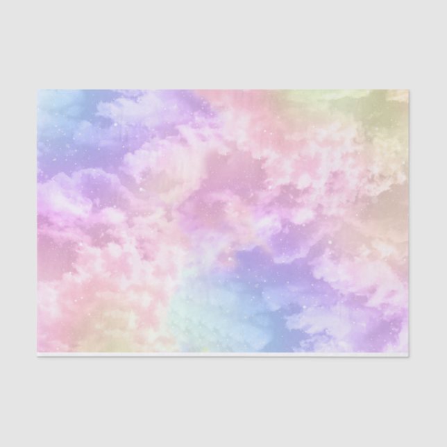 Mousseline Nuage Neuf Papier Tissu - Aquarelle Nuages Dreamy (Recto)