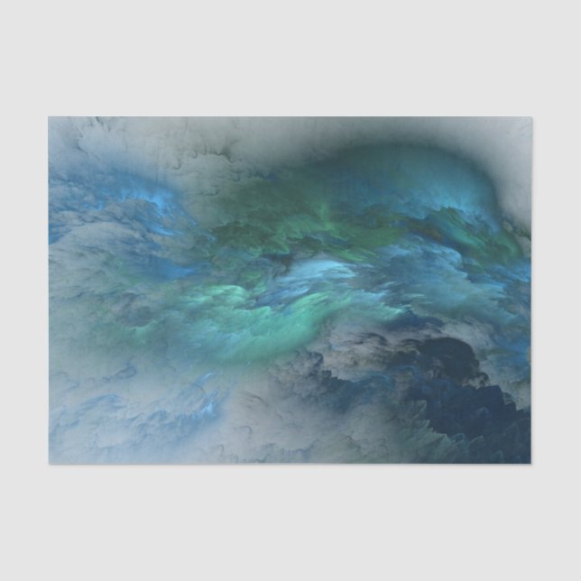 Mousseline Nuages bleus/verts Abstraits - Papier de tissus (Recto)