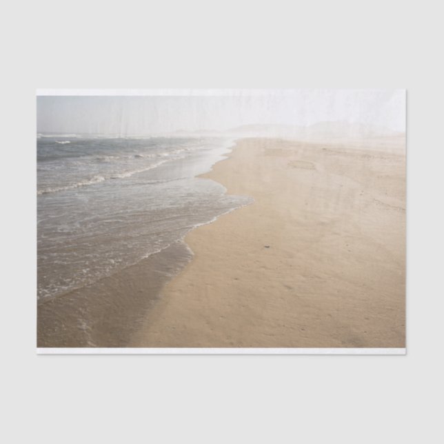 Mousseline Ocean Whitewash sur la plage papier de tissus (Recto)
