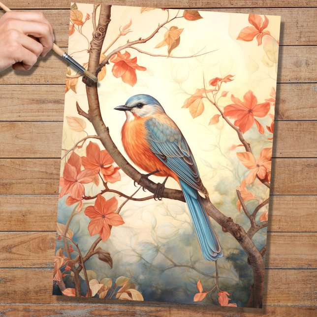 Mousseline Oiseau dans les fleurs 6 Papier de découpage (Créateur téléchargé)