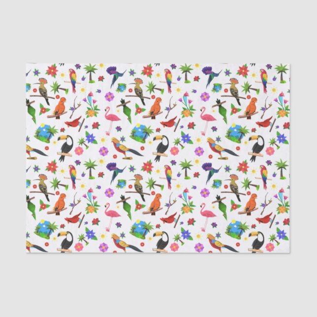 Mousseline Oiseaux et fleurs Papier de tissus (Recto)