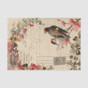 Mousseline Oiseaux floraux Ephémère Découpage papier de tissu