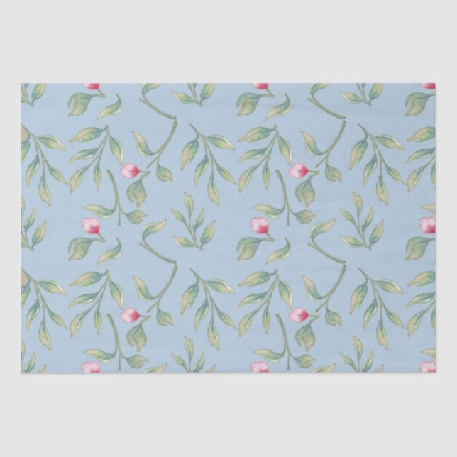 Mousseline Omphalodes Papier Tissu Floral Bleu (Recto)