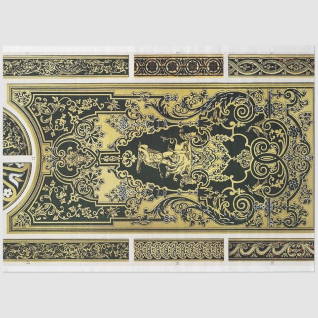 Mousseline Or architectural et papier découpage noir (Recto)