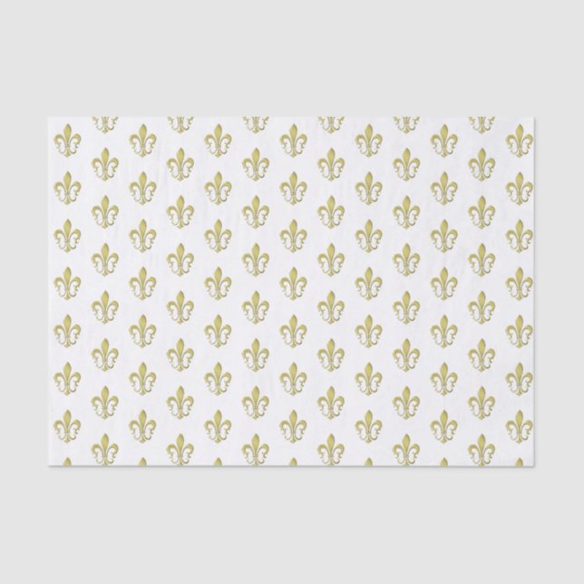 Mousseline Or métallique Fleur de Lis Papier Tissu Français (Recto)
