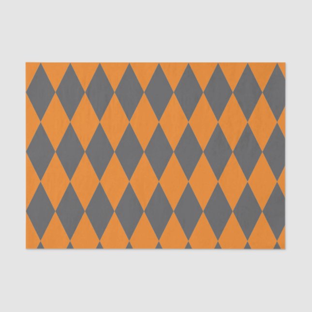 Mousseline ORANGE ET HARLEQUIN GRAS MOTIF Papier de tissus (Recto)