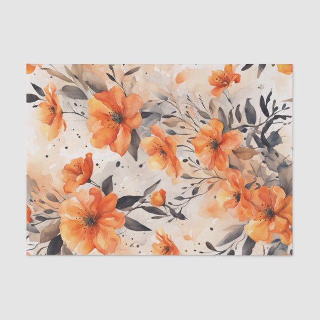 Mousseline Orange Spring Flores 1 papier découpage (Recto)