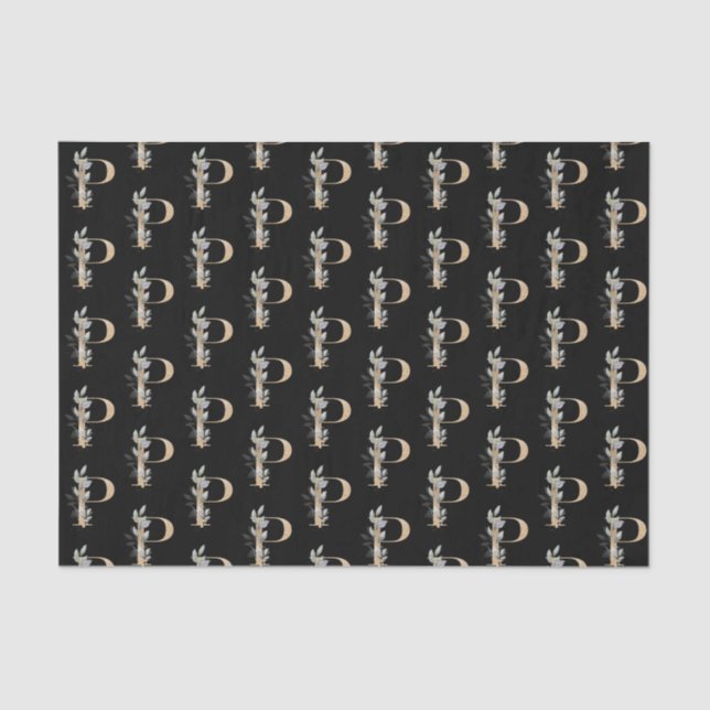 Mousseline P Monogramme papier de tissus floraux (Recto)