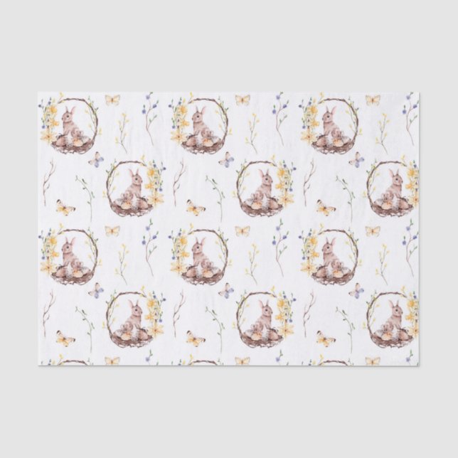Mousseline Panier Bunny de Pâques Papier Tissu (Recto)