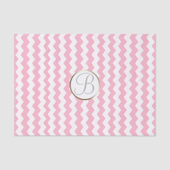 Mousseline Papier à lettres à monogramme imprimé chevron blan (Recto)
