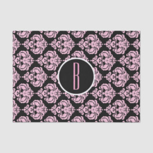 Mousseline Papier à lettres Monogramme en Damas Glam Noir et