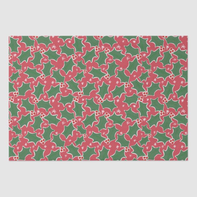 Mousseline Papier à papier blanc rouge et vert pour Noël (Recto)