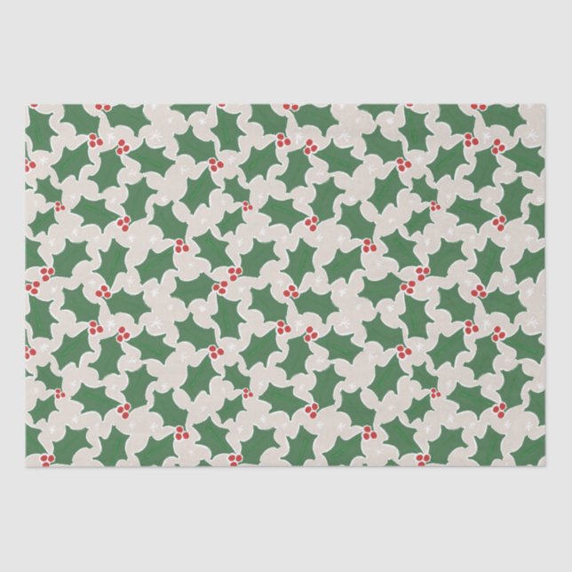 Mousseline Papier à papier blanc rouge et vert pour Noël (Recto)