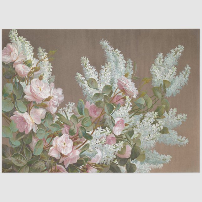 Mousseline Papier à papier de papier blanc et rose floral (Recto)