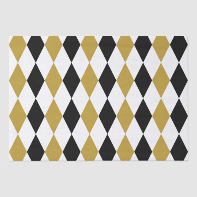 Mousseline Papier Argyle Noir Et Or (Recto)