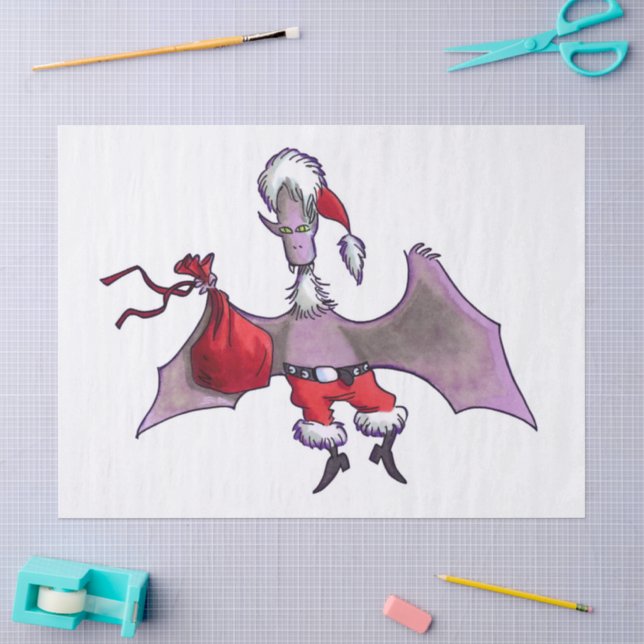 Mousseline Papier blanc père Noël Bat grand (Artisanat)