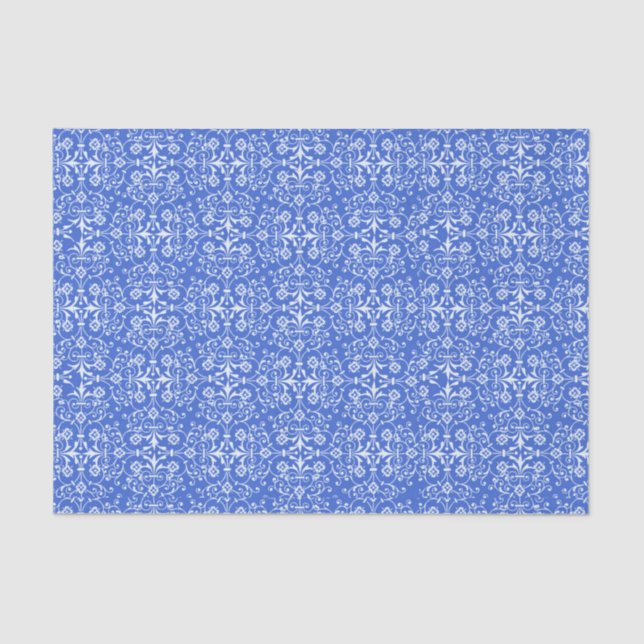 Mousseline Papier bleu Damask Abstrait (Recto)