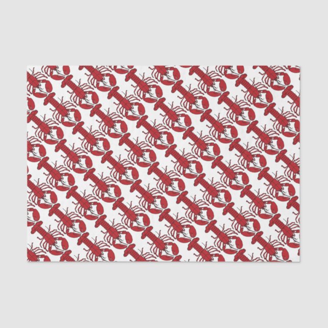 Mousseline Papier cadeau papier Nautique mignon homard rouge (Recto)