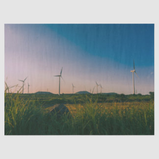 Mousseline papier cadeau paysage de la ferme éolienne de Jeju