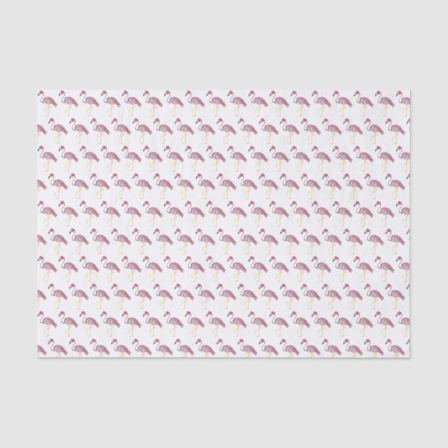 Mousseline Papier cadeau peint à la main Flamant rose (Recto)