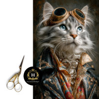 Papier Craft Découpage Chat Tigré Argenté Steampun
